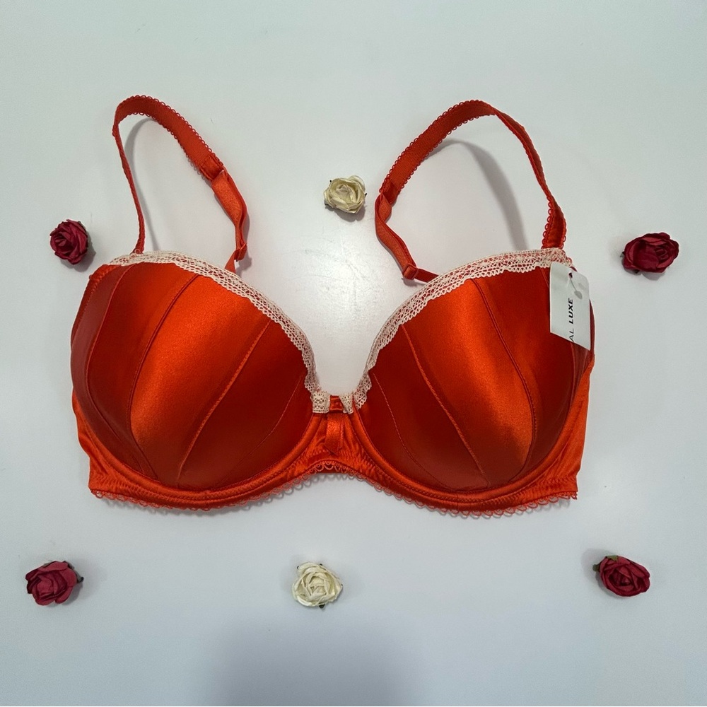 CCO Wacoal Vibrant Orange Lace Luxe Lots of Love Contour Underwire Bra 32DD NWT